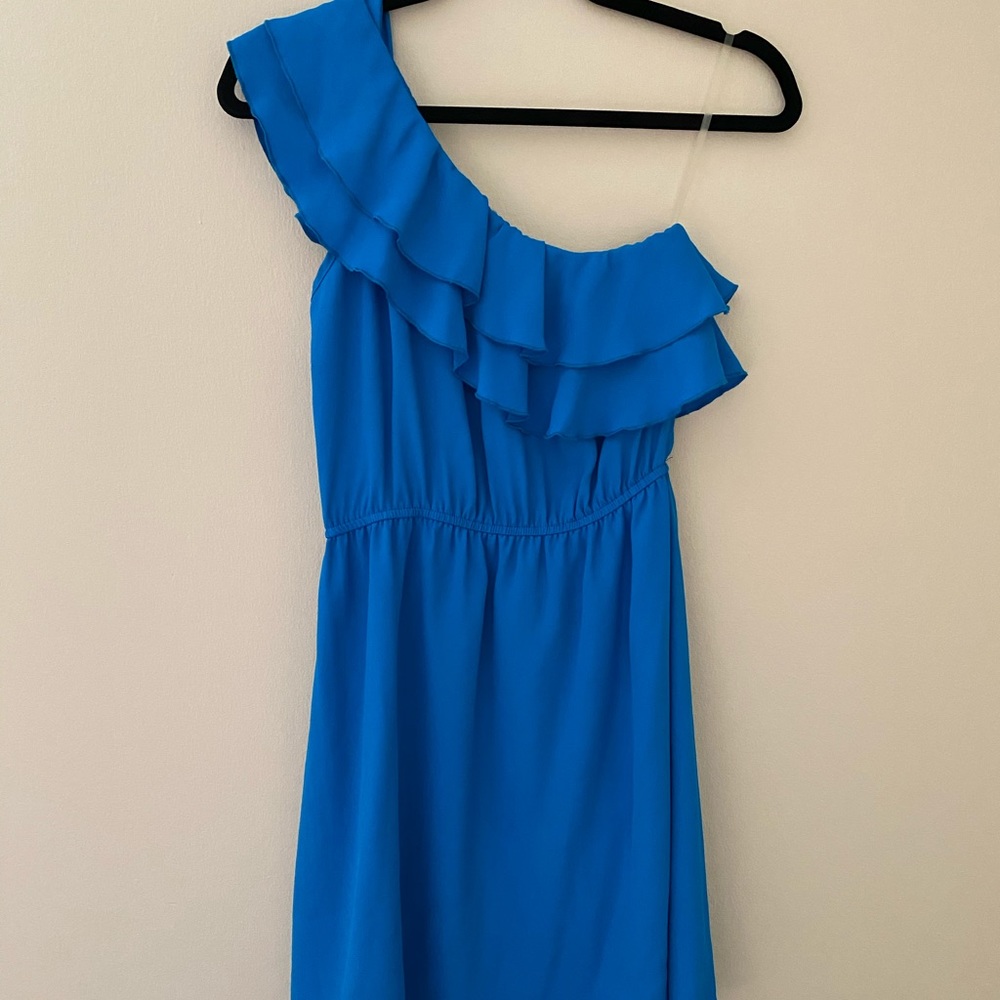 One Shoulder Blue Cocktail Dress